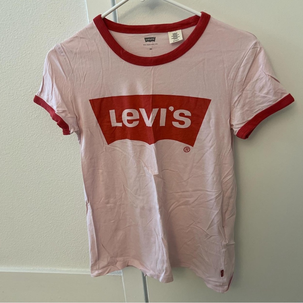 Levi's Light Pink Tee with Red Logo